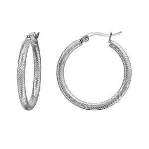 Stainless Steel Chunky Hoops with French Lock 30mm waterproof earrings